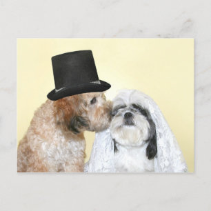 Hund Bride och Groom Vykort