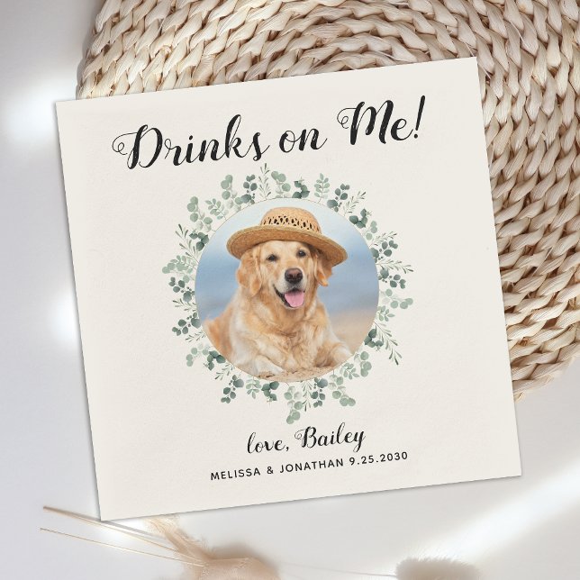 Hund Bröllop Anpassningsbar Cocktail Pappersservett (Skapare uppladdad)