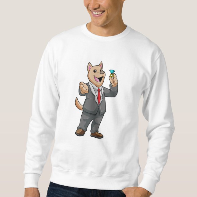 Hund Bröllop Brudgum Bröllopsring Lång Ärmad Tröja (Framsida)