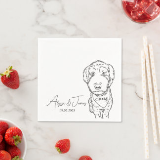 Hund Bröllop Cocktail Napkins Cheers Goldendoodle Pappersservett