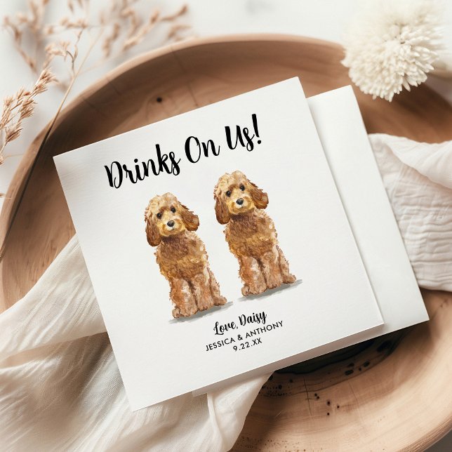 Hund Bröllop Cocktail Napkins Pappersservett (Skapare uppladdad)