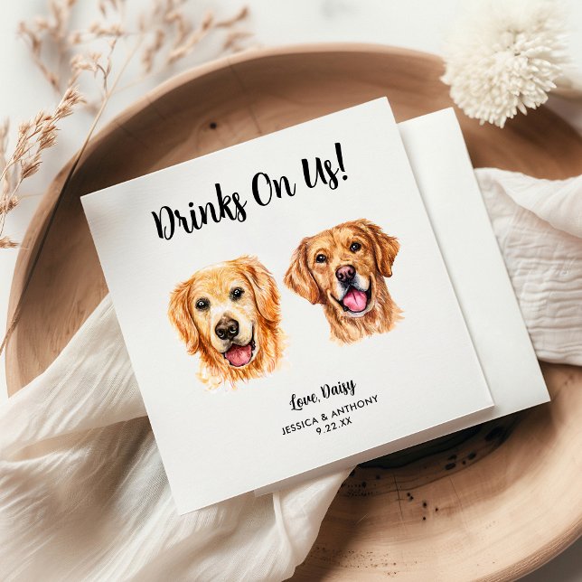 Hund Bröllop Cocktail Napkins Pappersservett (Skapare uppladdad)
