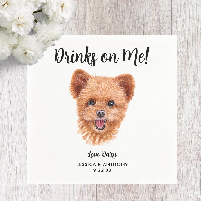 Hund Bröllop Cocktail Napkins Pappersservett (Skapare uppladdad)