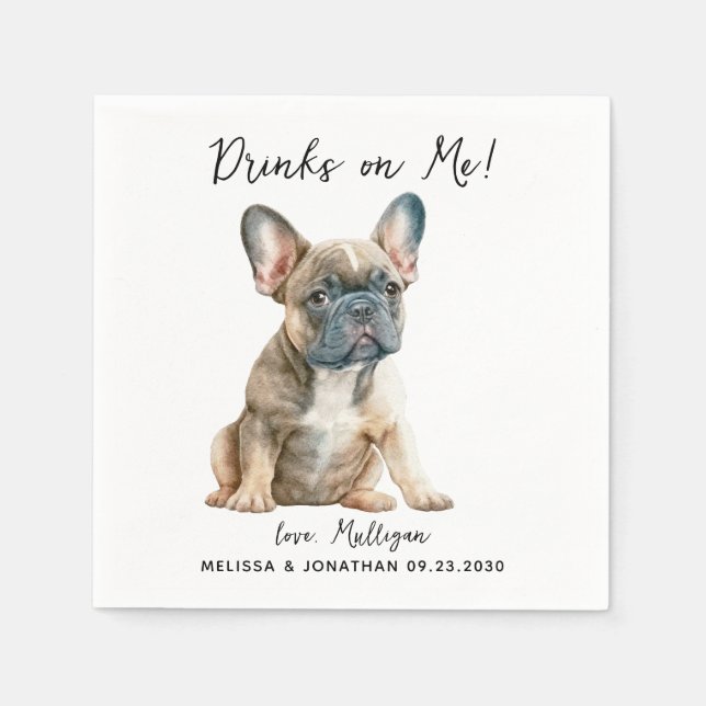 Hund Bröllop Cocktail Pappersservett (Framsidan)