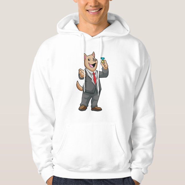 Hund Bröllop Groom Bröllopsring Hoodie (Framsida)