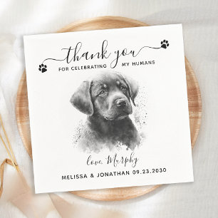 Hund Bröllop Tack Modern Black Labrador Pet Pappersservett