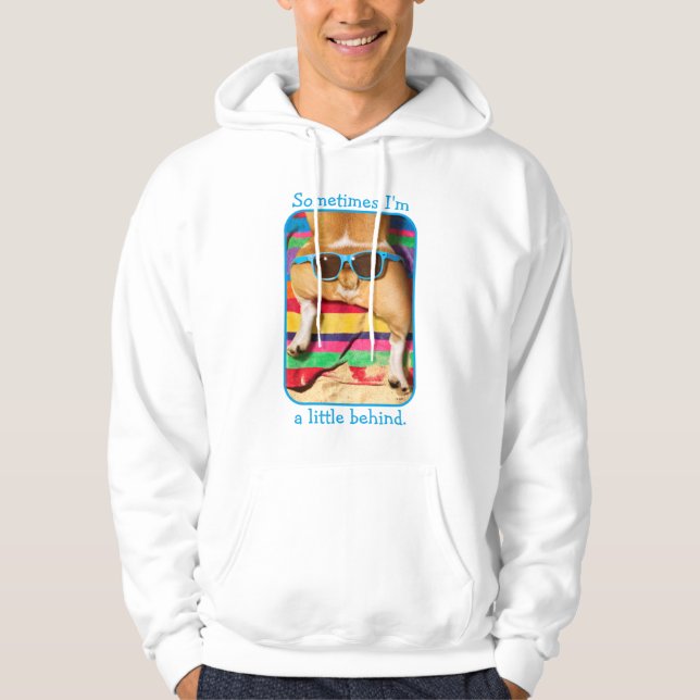 Hund Butt med solglasögon Hoodie (Framsida)
