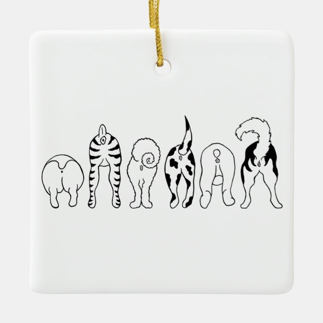 Hund Butts - Square Ornament (Framsida)