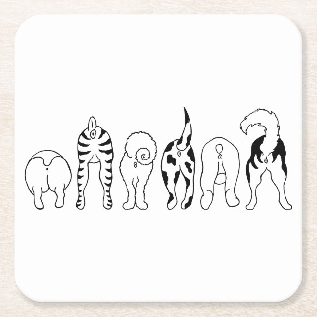 Hund Butts Underlägg Papper Kvadrat (Framsidan)