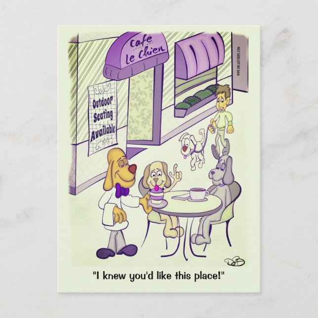 Hund Cafe-vykort Vykort (Framsida)
