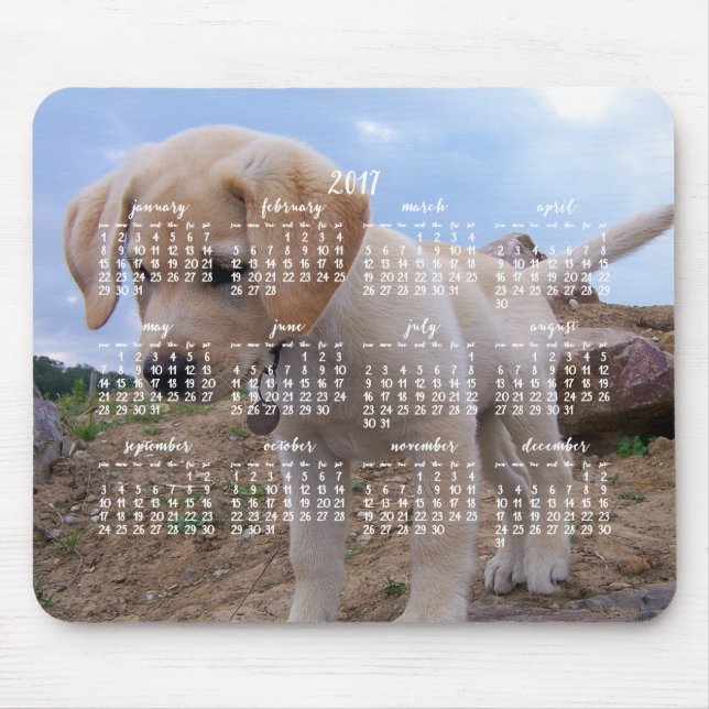 Hund Calendar 2017 Personlig Mouse Pad Musmatta (Framsidan)