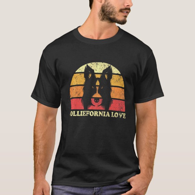 Hund California Colliefornia Kärlek Gräns Collie T Shirt (Framsida)