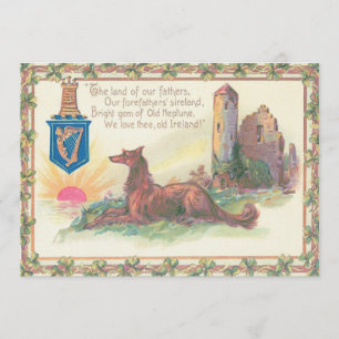 Hund Castle Harp of Erin Shamrocks Inbjudningar