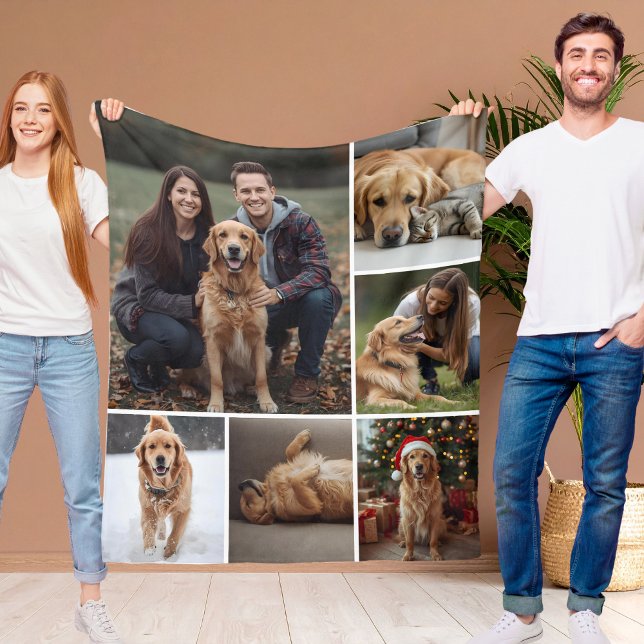 Hund Cat Bild Fleece Blanket Photo Collage Pets (Skapare uppladdad)