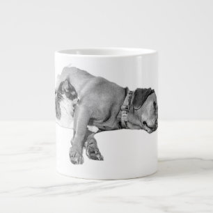 Hund & Cat Cuddling Monochrome Art Mugg Jumbo Mugg