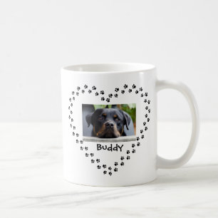 Hund Cat Djurälskare Black Tass avtryck Heart Phot Kaffemugg