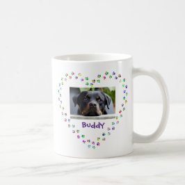 Hund Cat Djurälskare Tass avtryck Heart Photo Kaffemugg