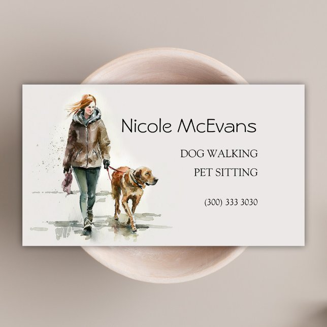 Hund Cat Djuromsorg Services Dog Walker Visitkort (Dog & Cat Pet Care Services Business Card)