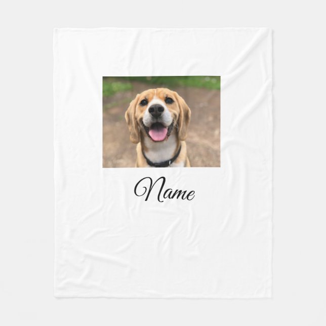 Hund cat-fotolägg till namn cu-anpassningsbar-pers fleecefilt (Framsidan)