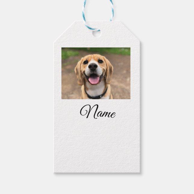 Hund cat-fotolägg till namn cu-anpassningsbar-pers presentetikett (Framsidan)