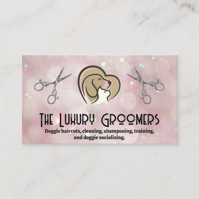 Hund Cat Heart Logotyp | Sax | Bokeh Visitkort (Framsida)