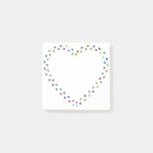 Hund Cat Heart Tass avtryck Post-it Block (Framsida)