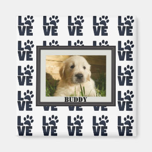 Hund Cat Kärlek Paw Print Personlig Photo Magnet