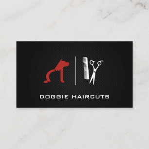 Hund Cat-Logotyp Groomer Bakgrund för svart nä Visitkort