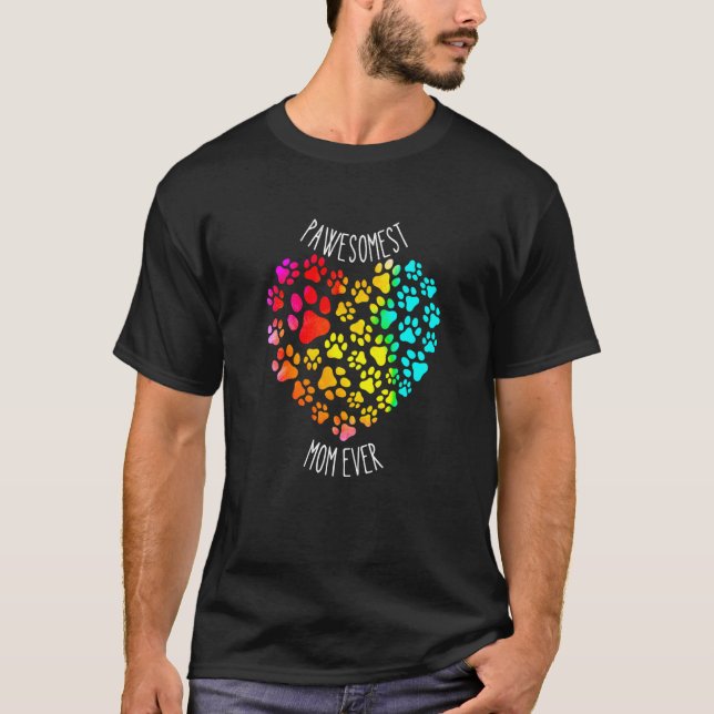 Hund Cat Mamma Regnbåge Heart i Mamma T Shirt (Framsida)
