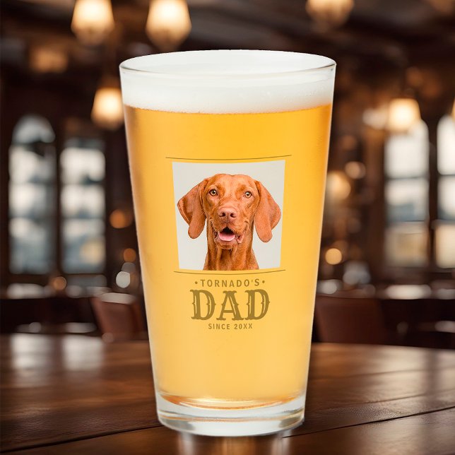 Hund Cat Pappa Gift Anpassningsbar Pet Photo & Nam Glaskopp (Pet Dog Cat Dad Custom Photo Glass)