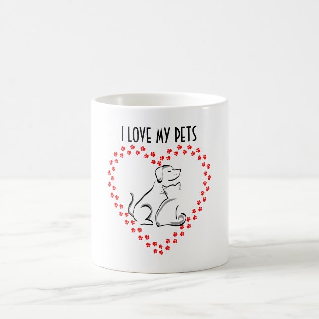Hund & Cat Pawprint Heart Mugg (Center)