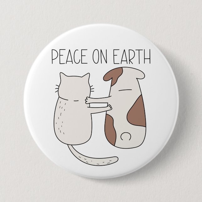 Hund Cat Peace on Earth Button Knapp (Framsida)