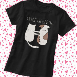 Hund Cat Peace on Earth T-Shirt