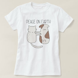 Hund Cat Peace on Earth T-Shirt