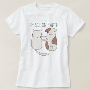 Hund Cat Peace on Earth T-Shirt