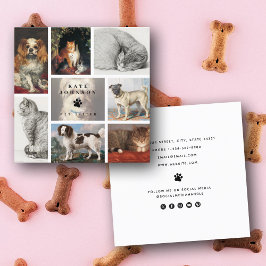 Hund Cat Pets 8 Photo Pet Groomer Sitter Spa Salon Fyrkantigt Visitkort