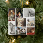 Hund Cat Pets 8 Photo Porträtt Collage Keepsak Julgransprydnad Keramik<br><div class="desc">Ett vackert sätt att minnas dina älskade husdjur,  hund,  katt med anpassningsbarnas fotokollage. Kom ihåg de speciella stunderna för evigt med den här 8 fotot-hund,  katt-,  husdjurssamlingsplatsen. Anpassa fotografierna och gör dem till dina egna.</div>