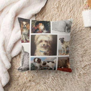 Hund Cat Pets 8 Photo Porträtt Collage Keepsak Kudde