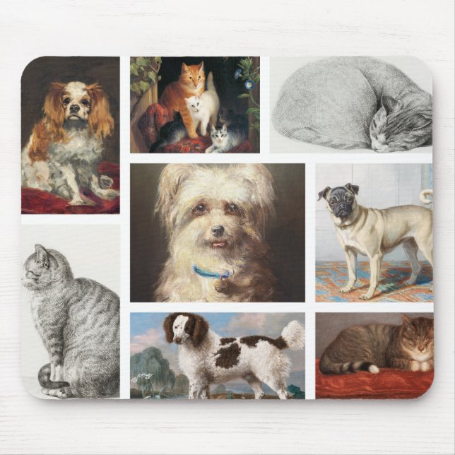 Hund Cat Pets 8 Photo Porträtt Collage Keepsak Musmatta (Framsidan)