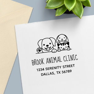 Hund Cat Rabbit Veterinarian Clinic Adress Självfärgande Stämpel