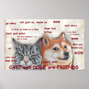 Hund Cat Shiba Inu Doge Meme Funny Humous Friends Poster