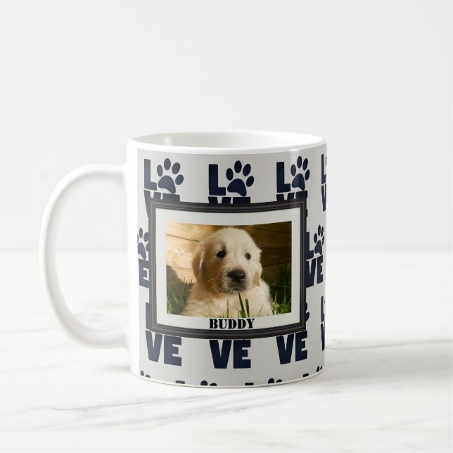 Hund Cat Tass avtryck Pet Photo Kaffemugg (Vänster)