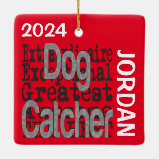 Hund Catcher Extraordinaire-ANPASSNINGSBAR Julgransprydnad Keramik