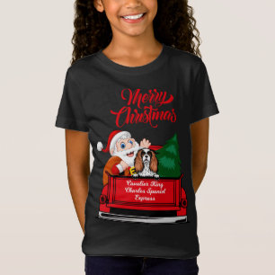 Hund Cavalier Kung Charles Spain Santa Red Lastbil T Shirt