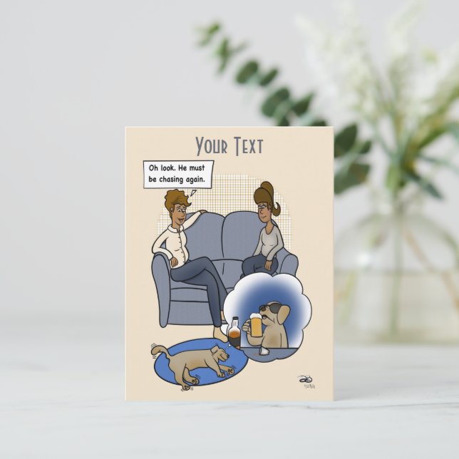 Hund Chasing Dream Vykort (Stående Fram)