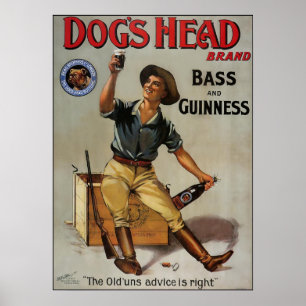 Hund chef Bass och Guinness Poster