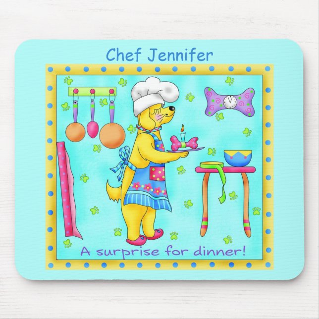 Hund Chef Cooking Dinner Art Turcos Namn Musmatta (Framsidan)