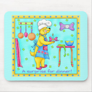 Hund Chef Cooking Middag Art Turcos Mousepad Musmatta