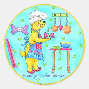 Hund Chef Sticker Runt Klistermärke