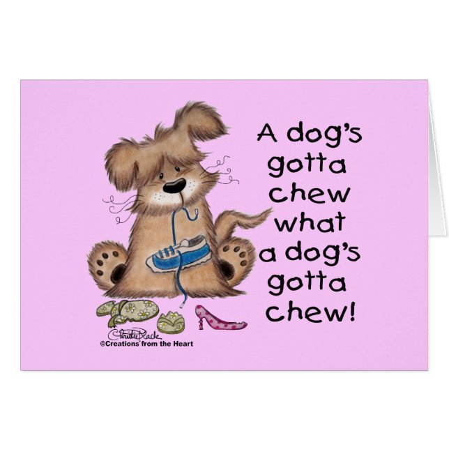 Hund Chews Shoes Hälsningskort (Framsidan Horizontal)